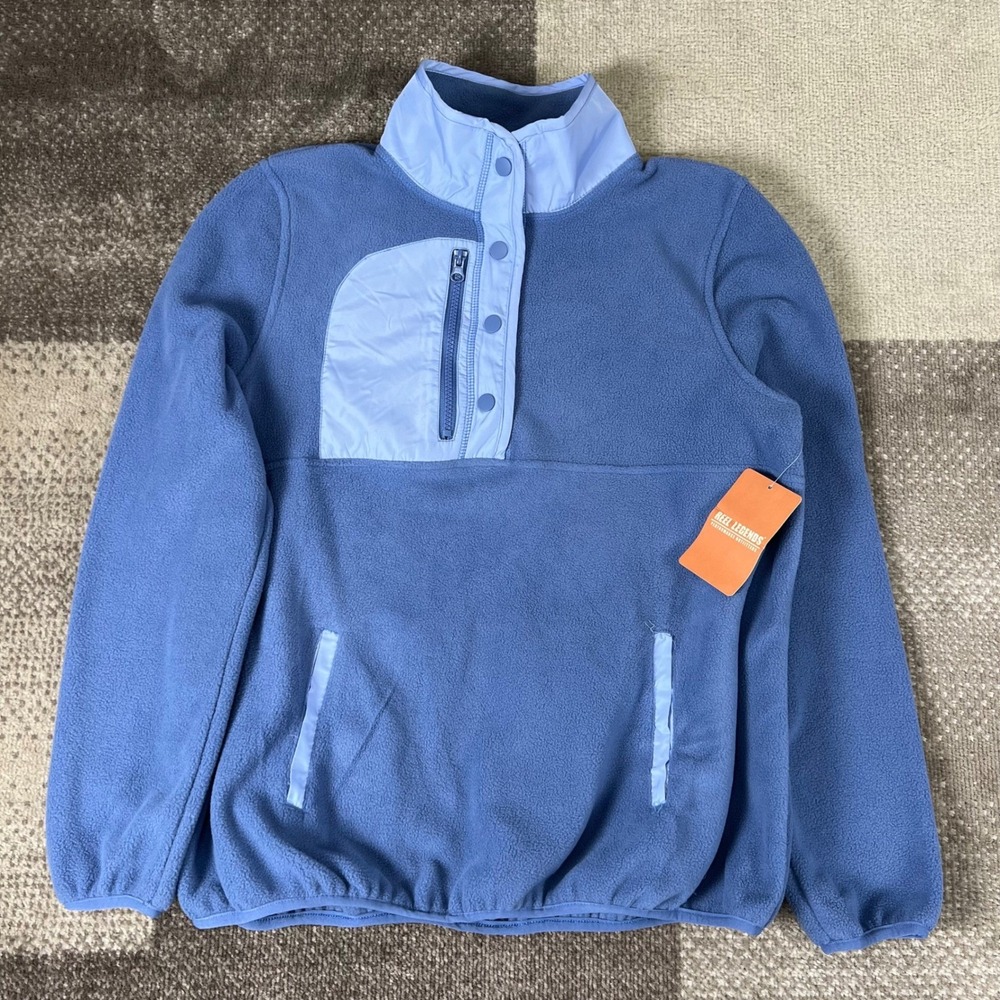 NWT Reel Legends Womens Fleece Pullover Snap Neck Long Sleeve‎ Blue Heron Size M